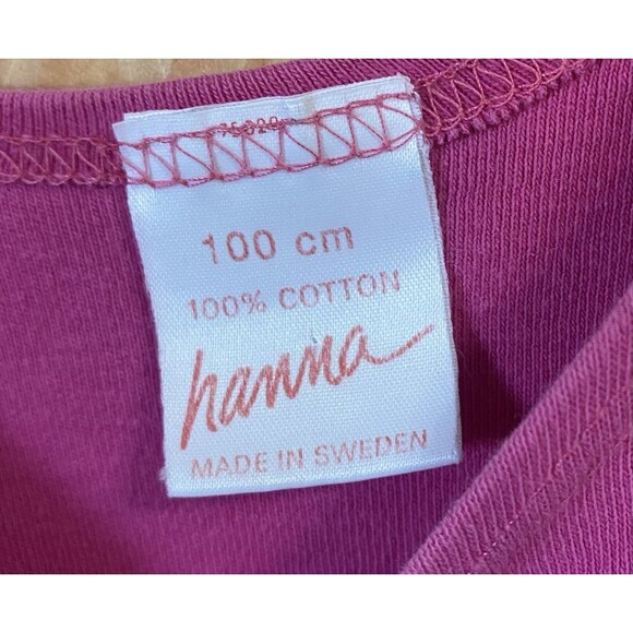 Vtg Hanna Andersson 100cm 3T Pink Cotton Romper Jumpsuit Made in Sweden - Picture 7 of 14